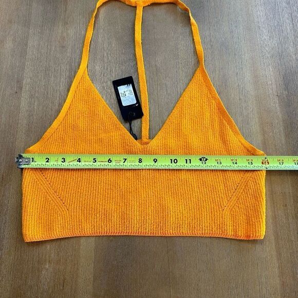 Rag & Bone Womens Soleil Bra Crop Top XL‎ Golden Yellow Ribbed Knit - Picture 13 of 14